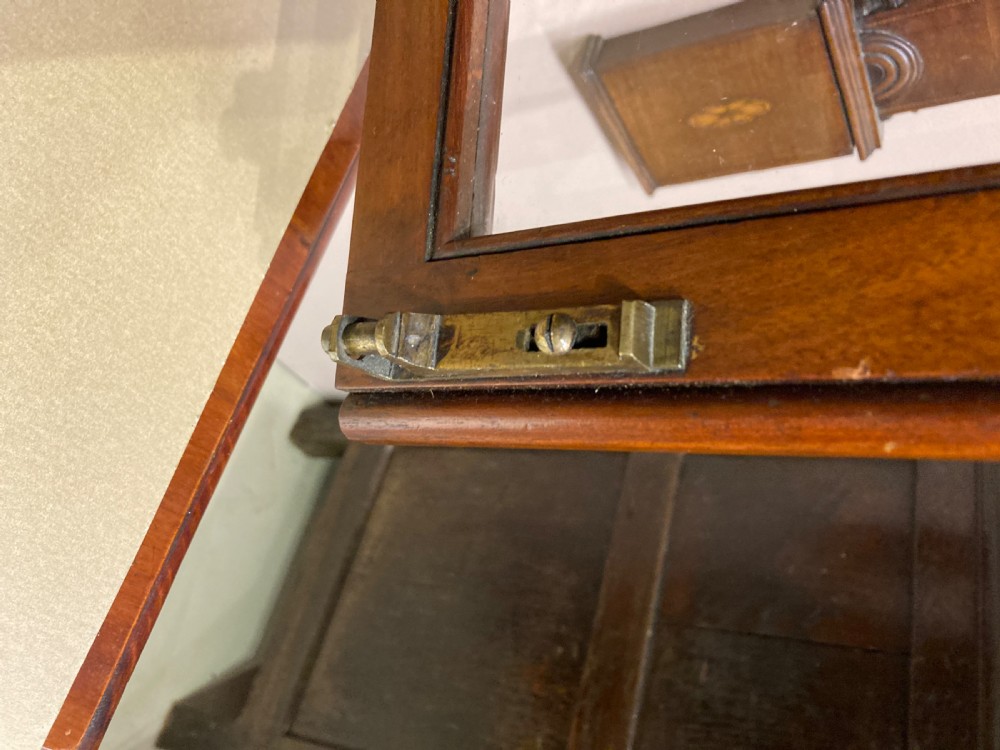 Small Victorian mahogany glazed door hanging cabinet. View V