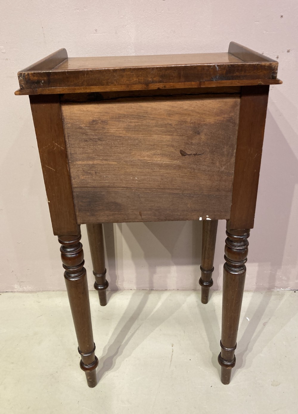 Late Georgian mahogany bedside table. View IV