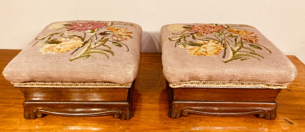 Pair of Victorian mahogany footstools.