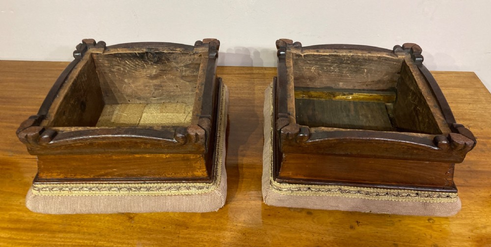 Pair of Victorian mahogany footstools. View IV