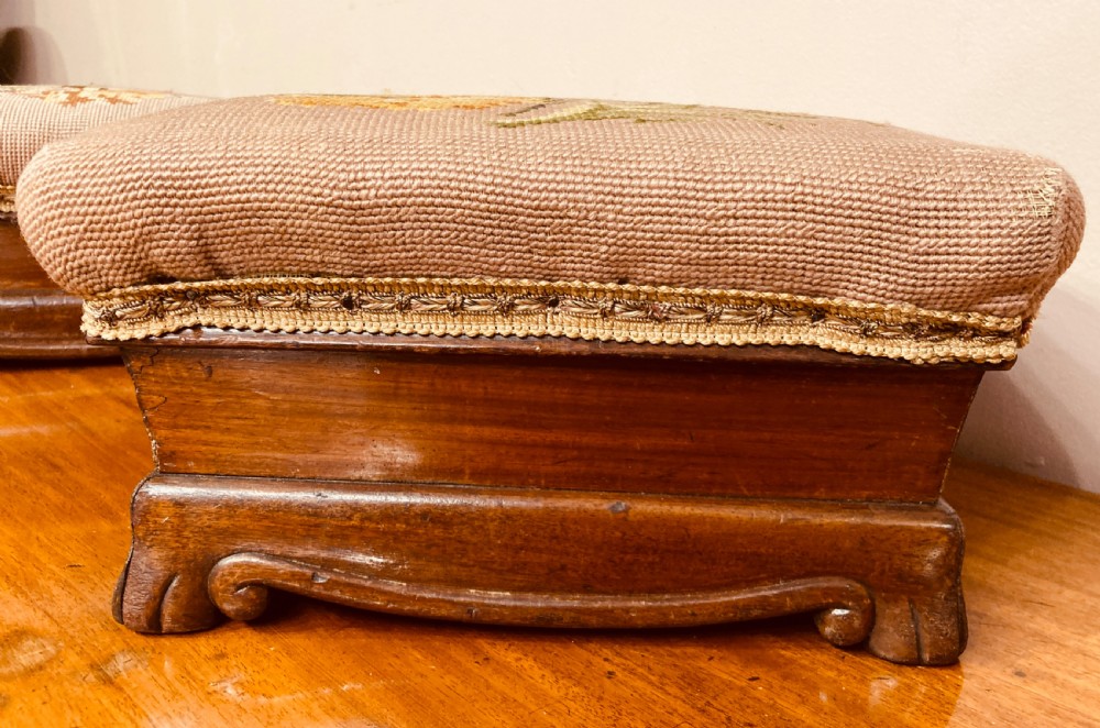 Pair of Victorian mahogany footstools. View VII