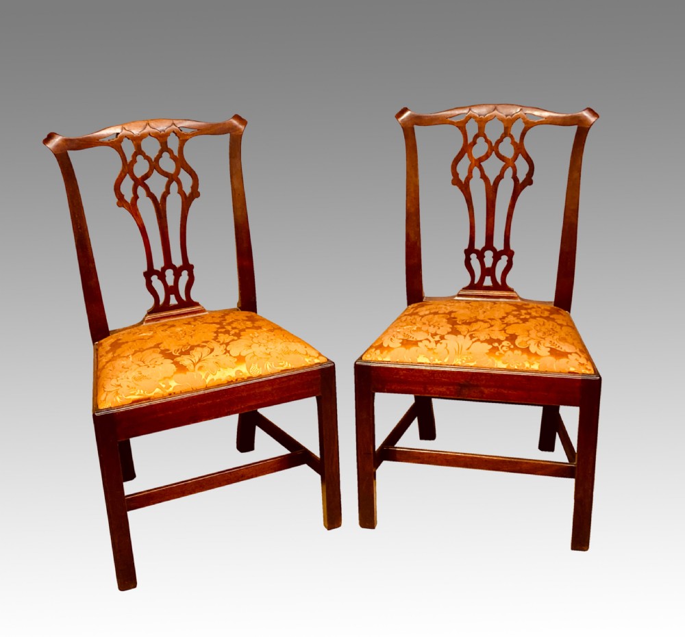 Pair of Chippendale mahogany side chairs.