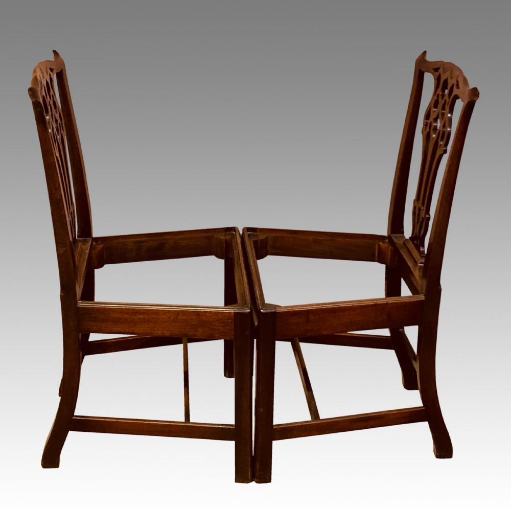 Pair of Chippendale mahogany side chairs. View X