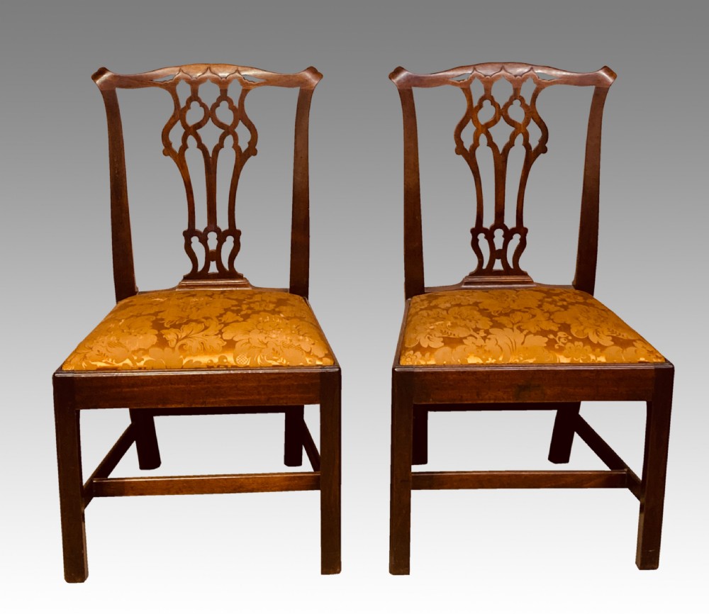 Pair of Chippendale mahogany side chairs. View XI