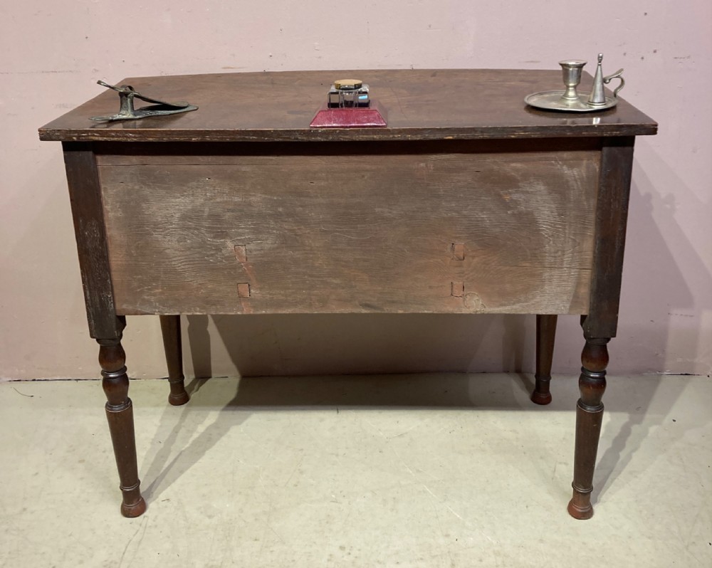 Georgian mahogany bow fronted side table. View IV