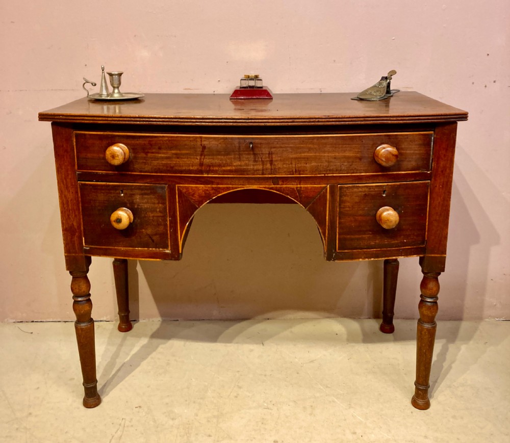 Georgian mahogany bow fronted side table. View V