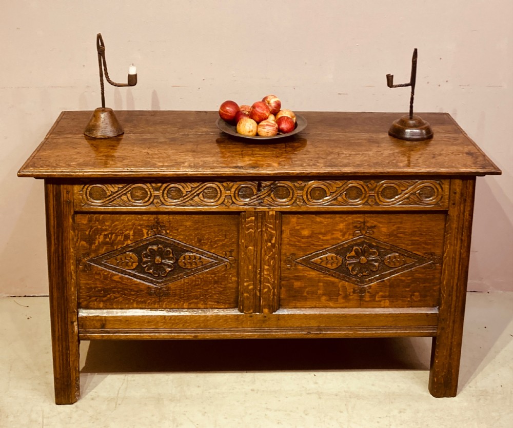 17th century carved oak coffer.