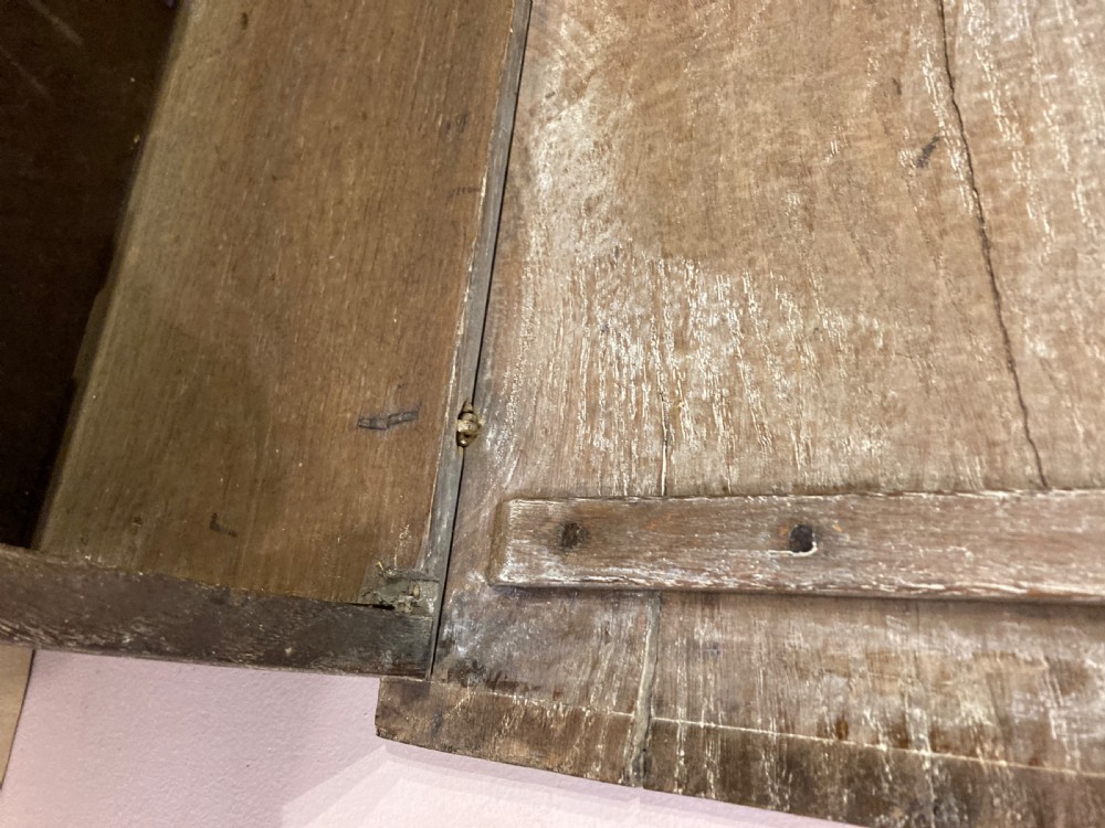 A 17th century oak six plank box.  View VII