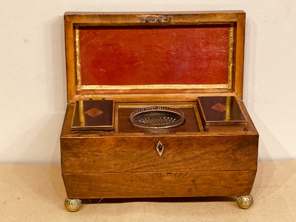 Regency rosewood tea caddy. View III
