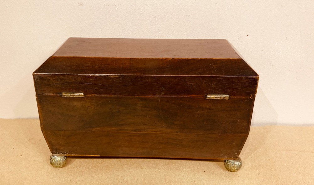 Regency rosewood tea caddy. View VIII