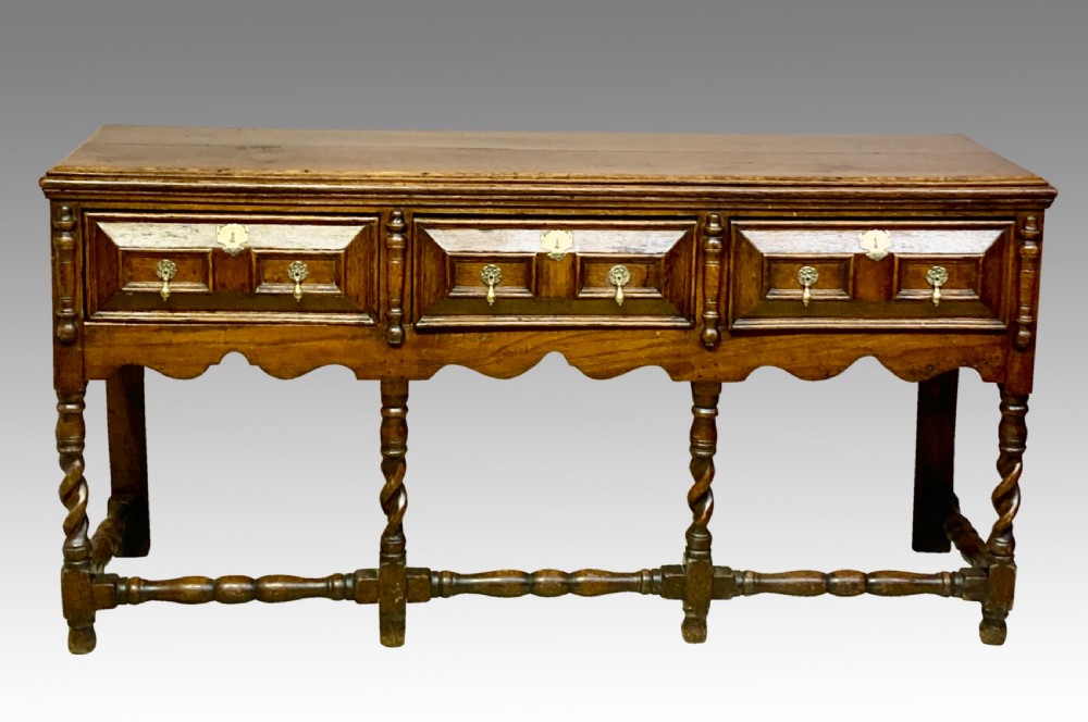 Antique oak dresser base. View VIII