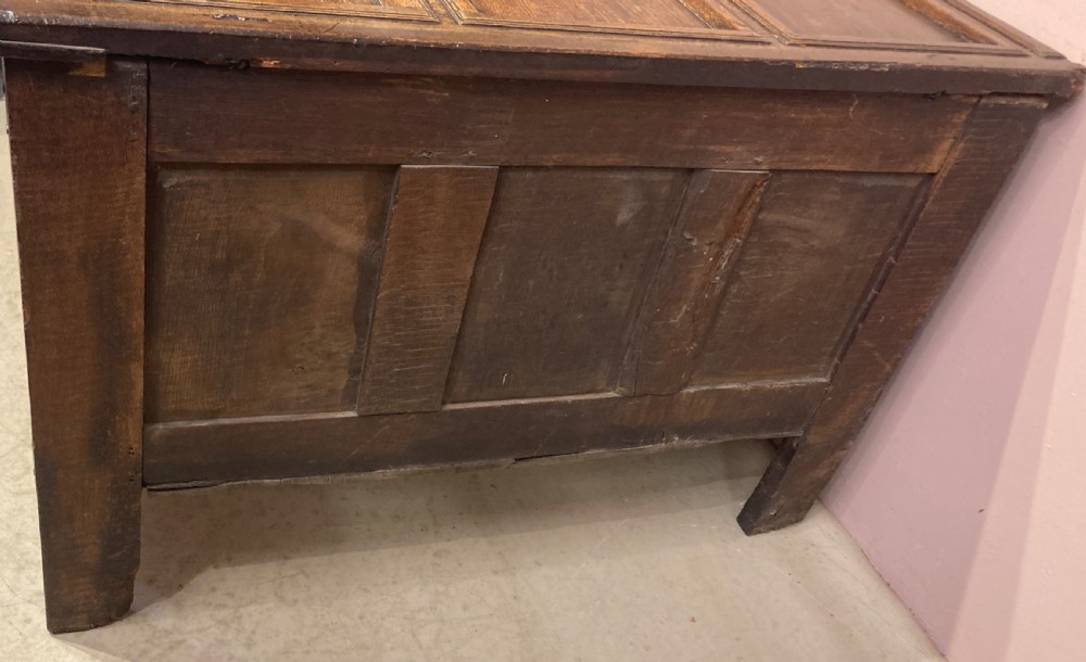 Charles I carved oak coffer. View VI