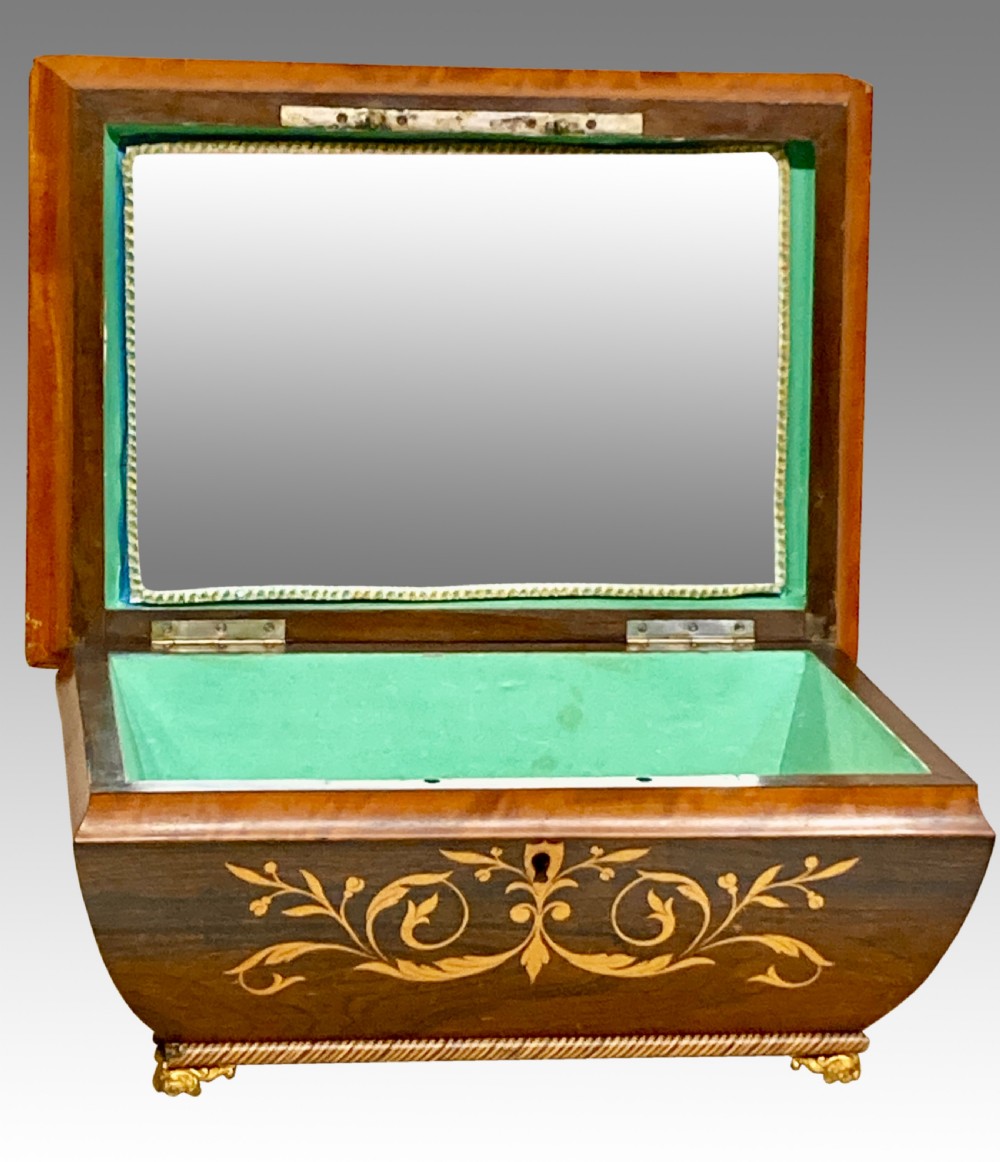 Antique rosewood and marquetry jewellery or sewing box. View II