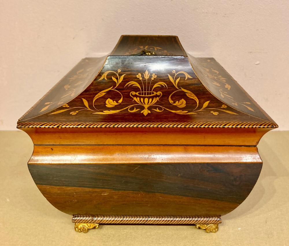 Antique rosewood and marquetry jewellery or sewing box. View III