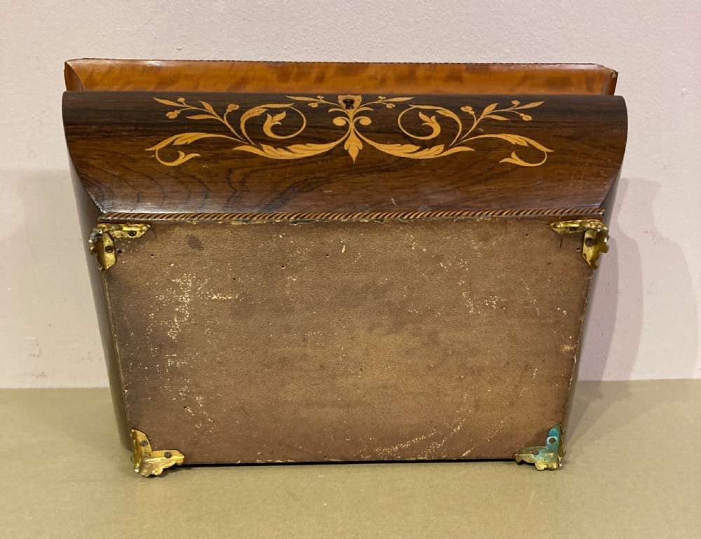 Antique rosewood and marquetry jewellery or sewing box. View VI