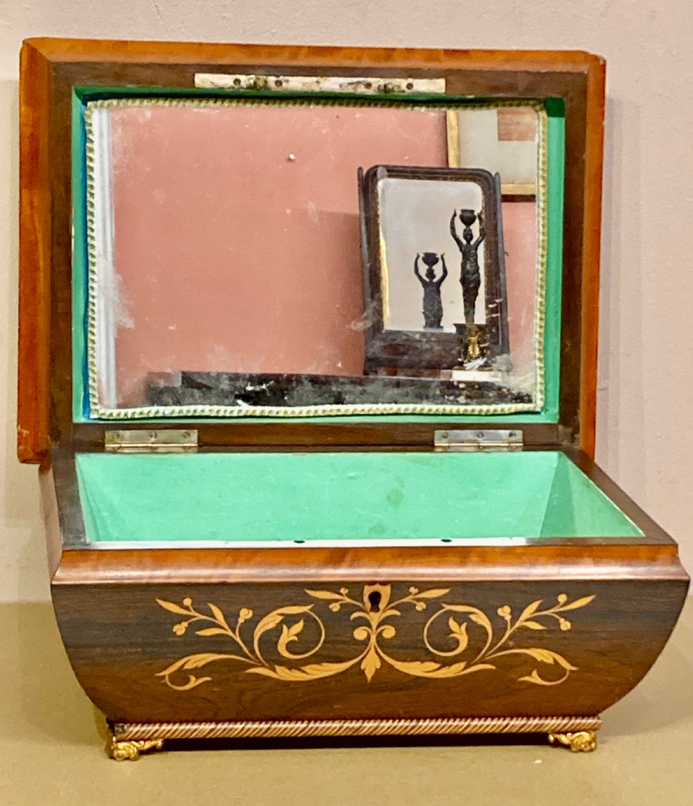 Antique rosewood and marquetry jewellery or sewing box. View VIII