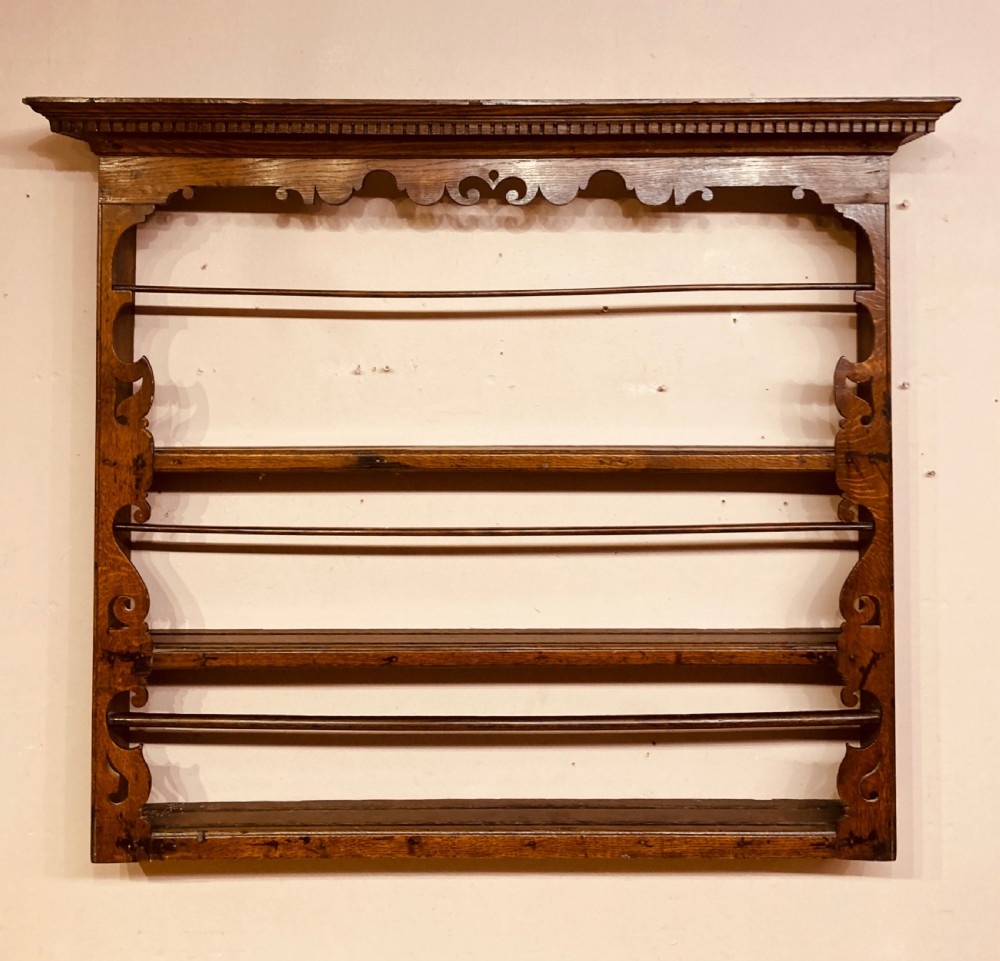 Antique Welsh oak delft rack.
