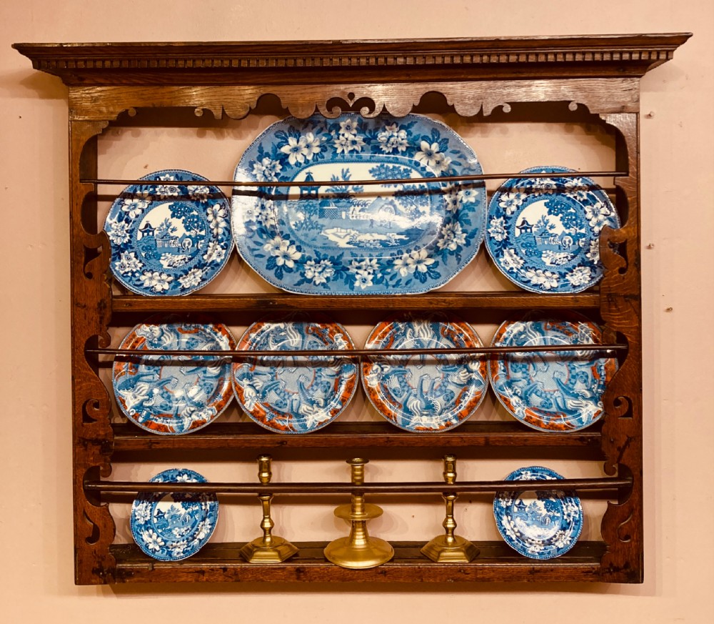 Antique Welsh oak delft rack. View VI