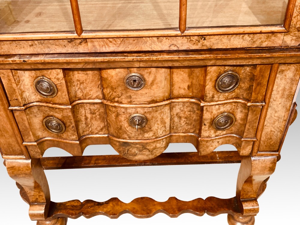 Small antique burr walnut cabinet on stand. View II