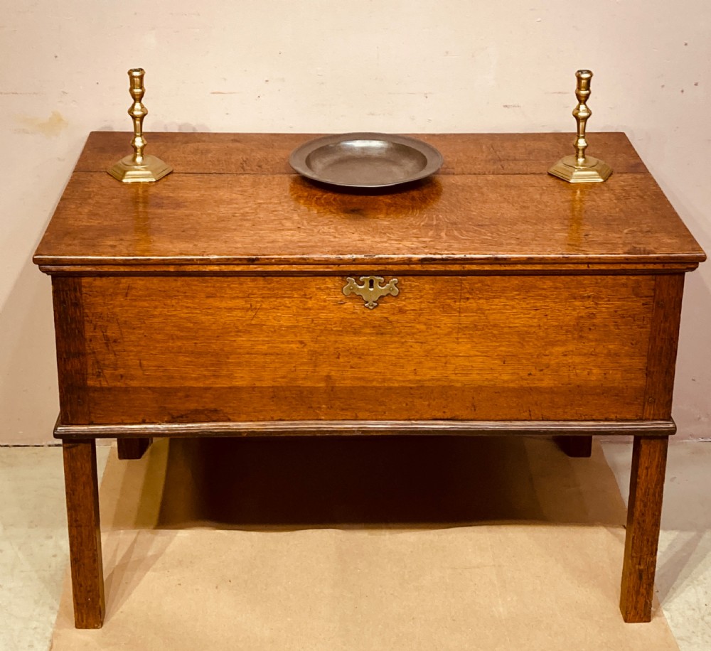 Georgian oak chest with fitted interior. View XI