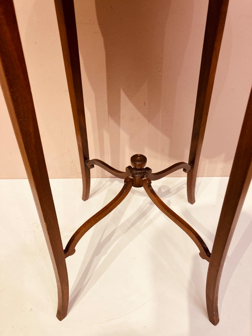 Antique circular inlaid mahogany lamp table. View II