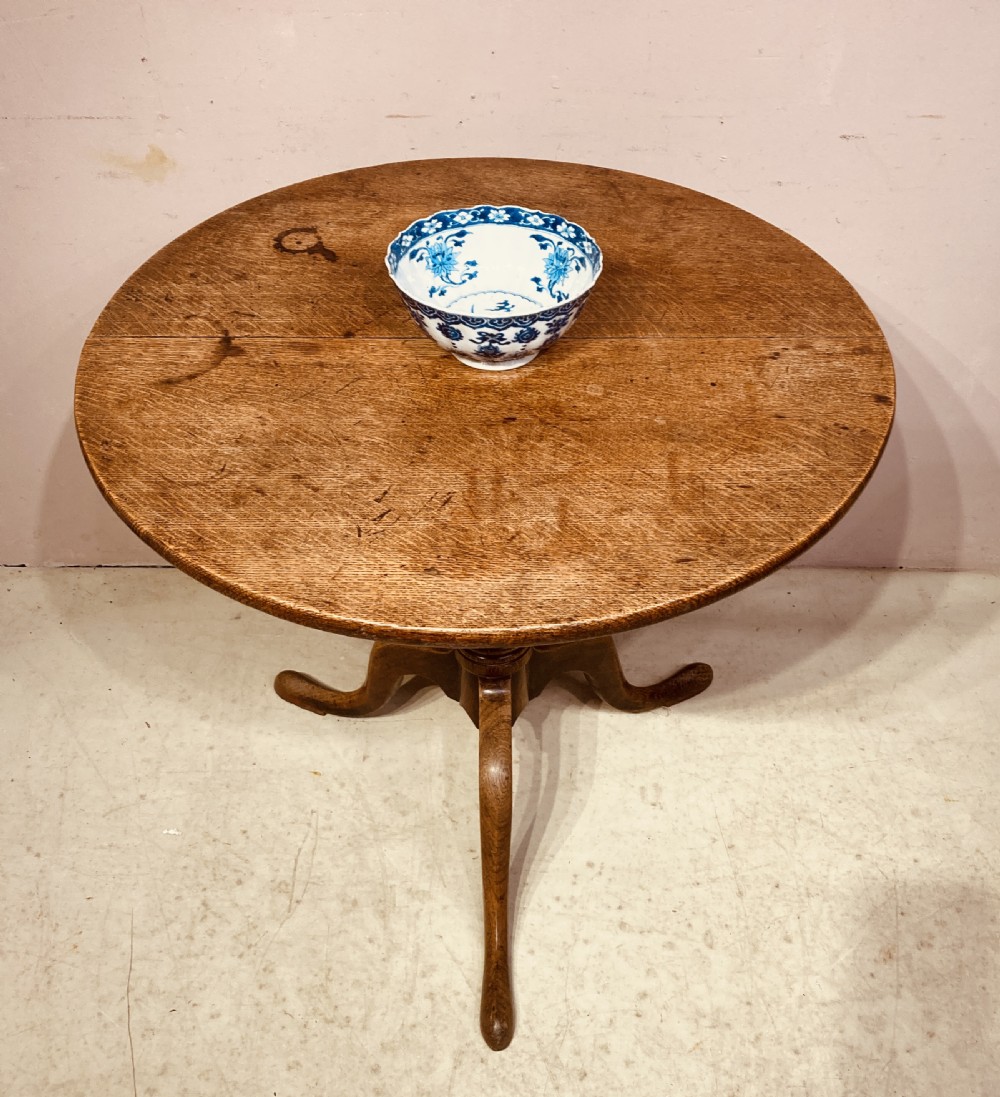 Georgian oak tilt top tripod table. View III
