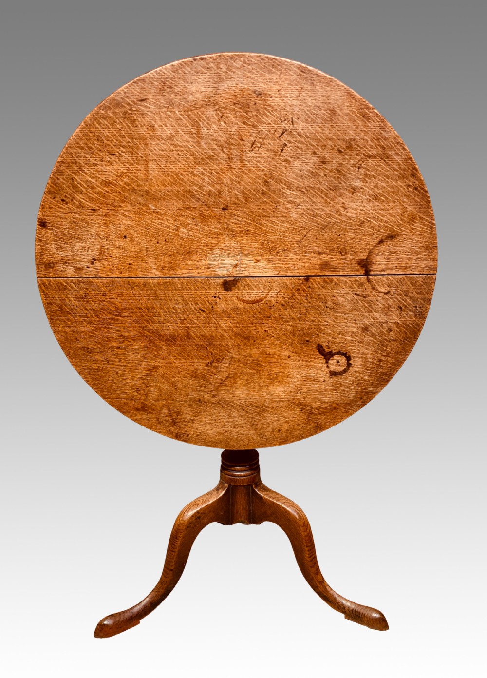 Georgian oak tilt top tripod table. View IV