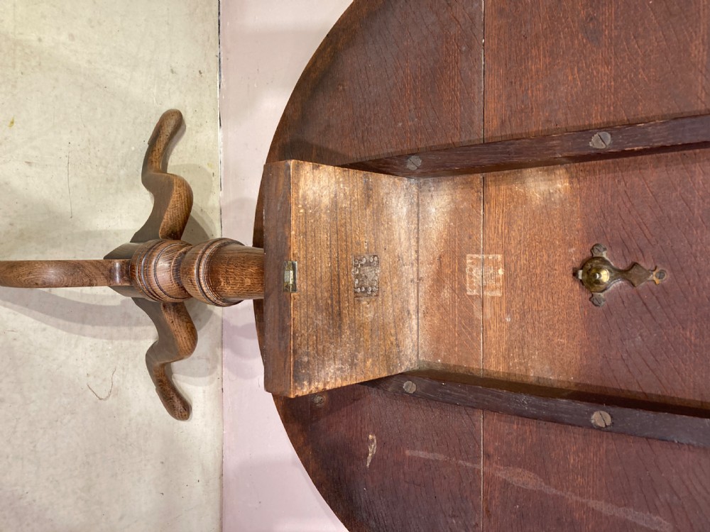 Georgian oak tilt top tripod table. View V