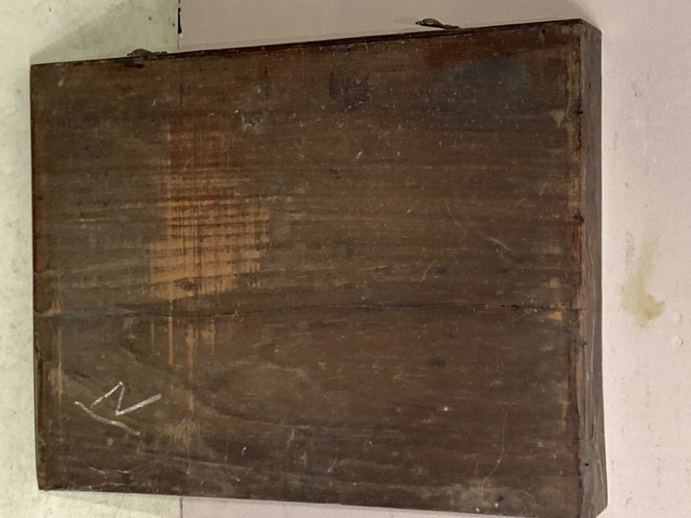An 18th-century oak and elm side table featuring a single drawer with brass handles, turned legs, and a bobbin stretcher. View VIII