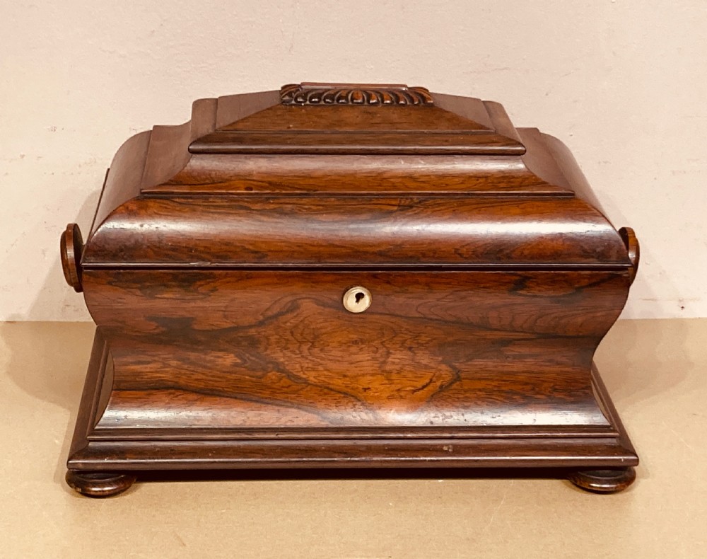 Large William IV rosewood tea caddy. 