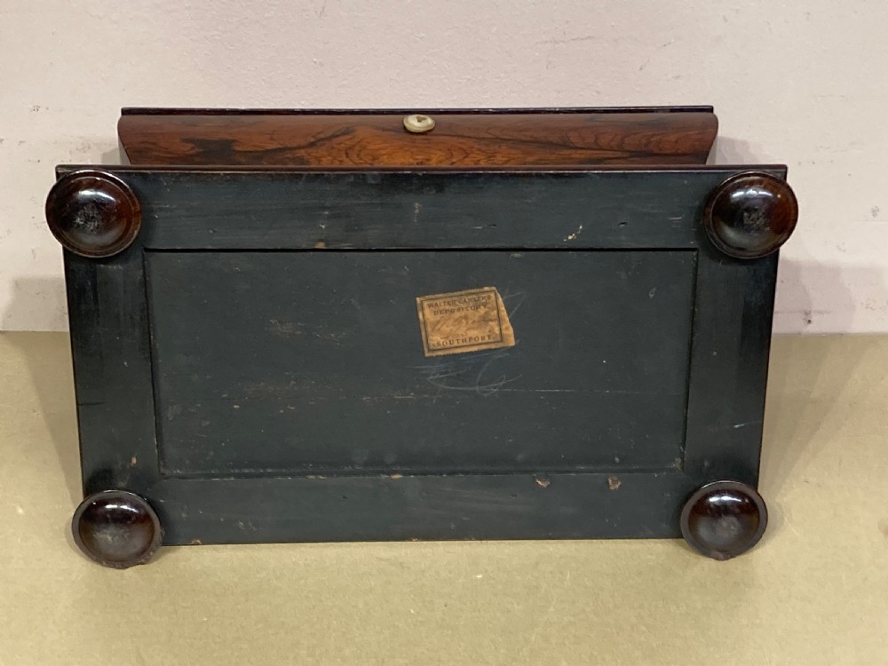 Large William IV rosewood tea caddy.  View VI