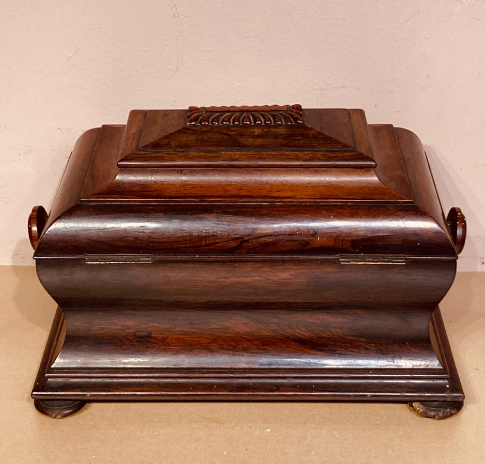 Large William IV rosewood tea caddy.  View VII