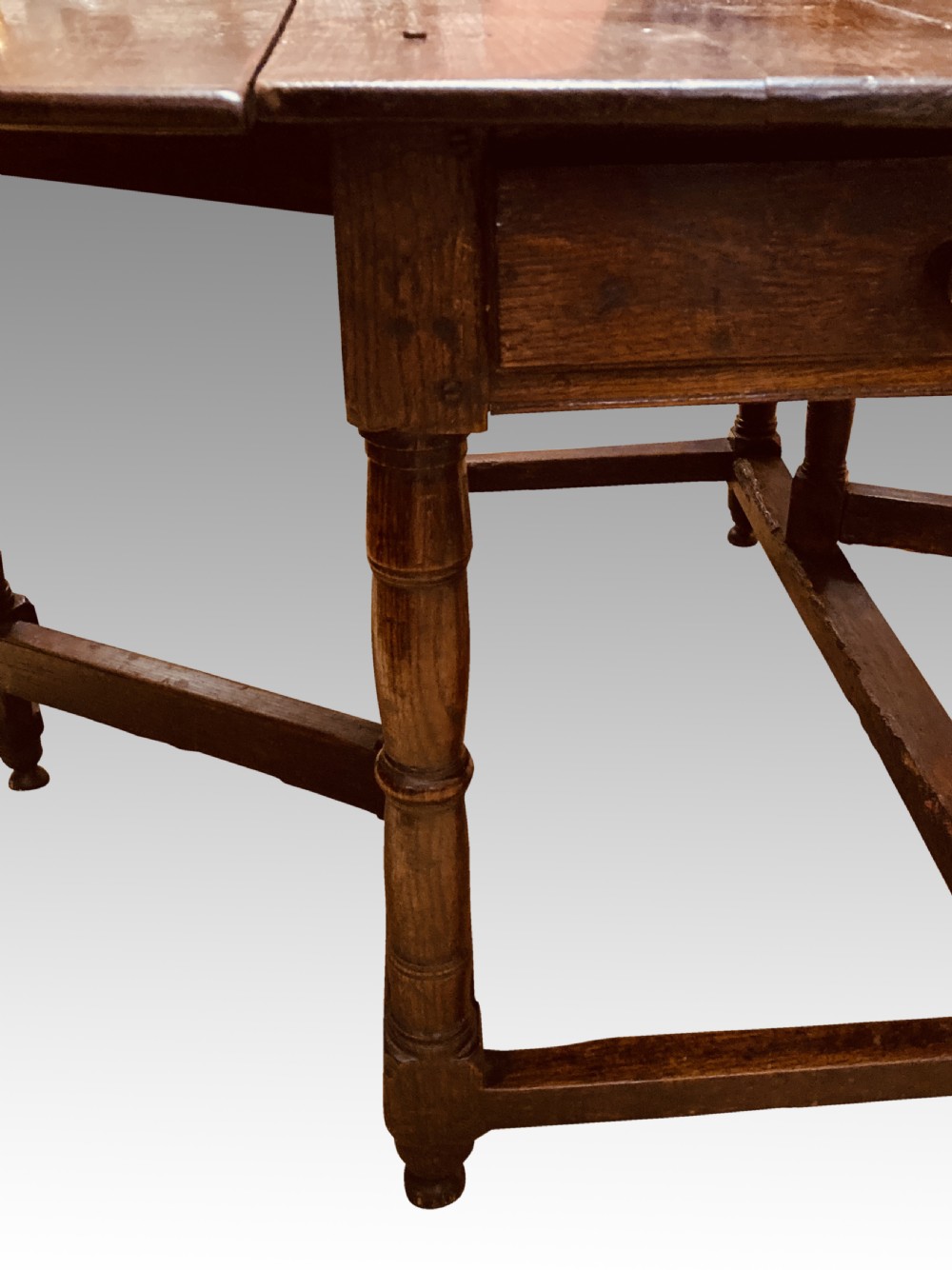 Queen Anne oak gateleg dining table. View II