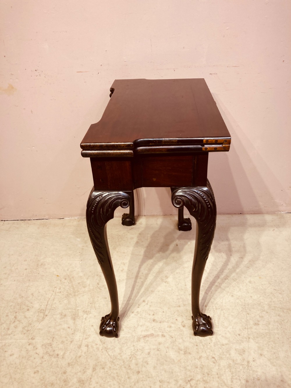 Antique Irish mahogany tea table . View V