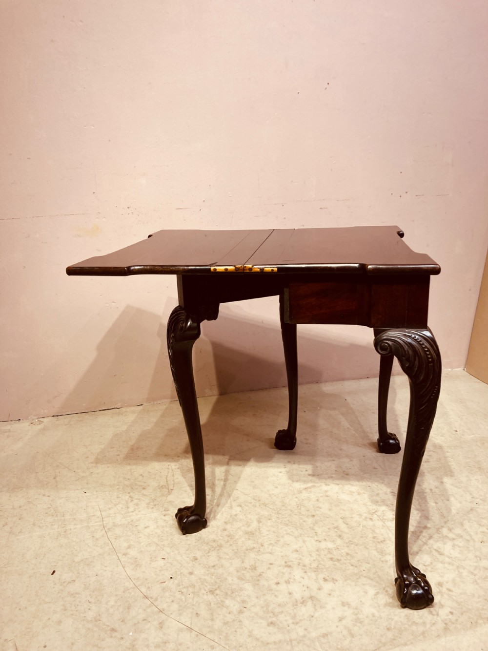 Antique Irish mahogany tea table . View VIII