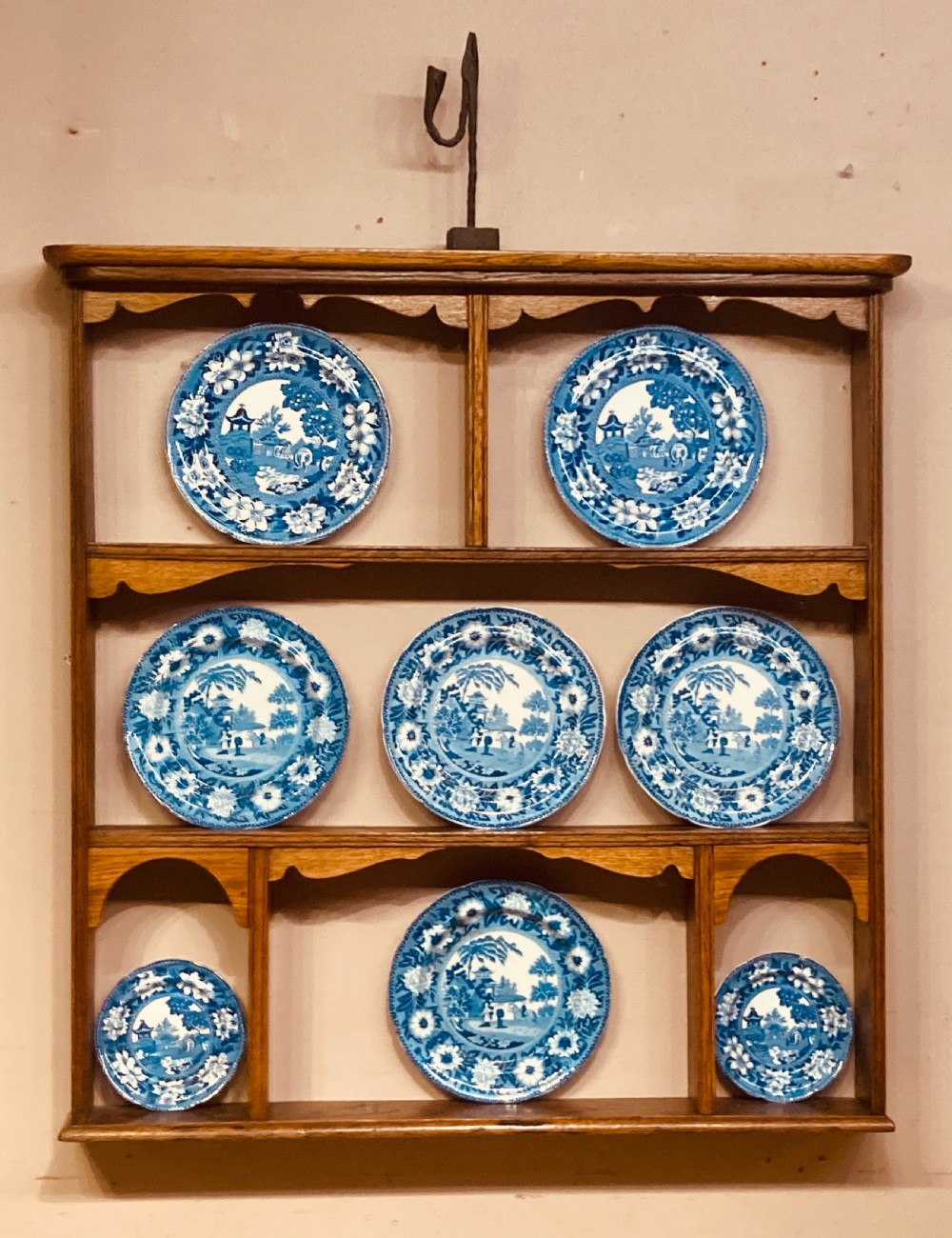 Small Welsh oak hanging shelves. View VII
