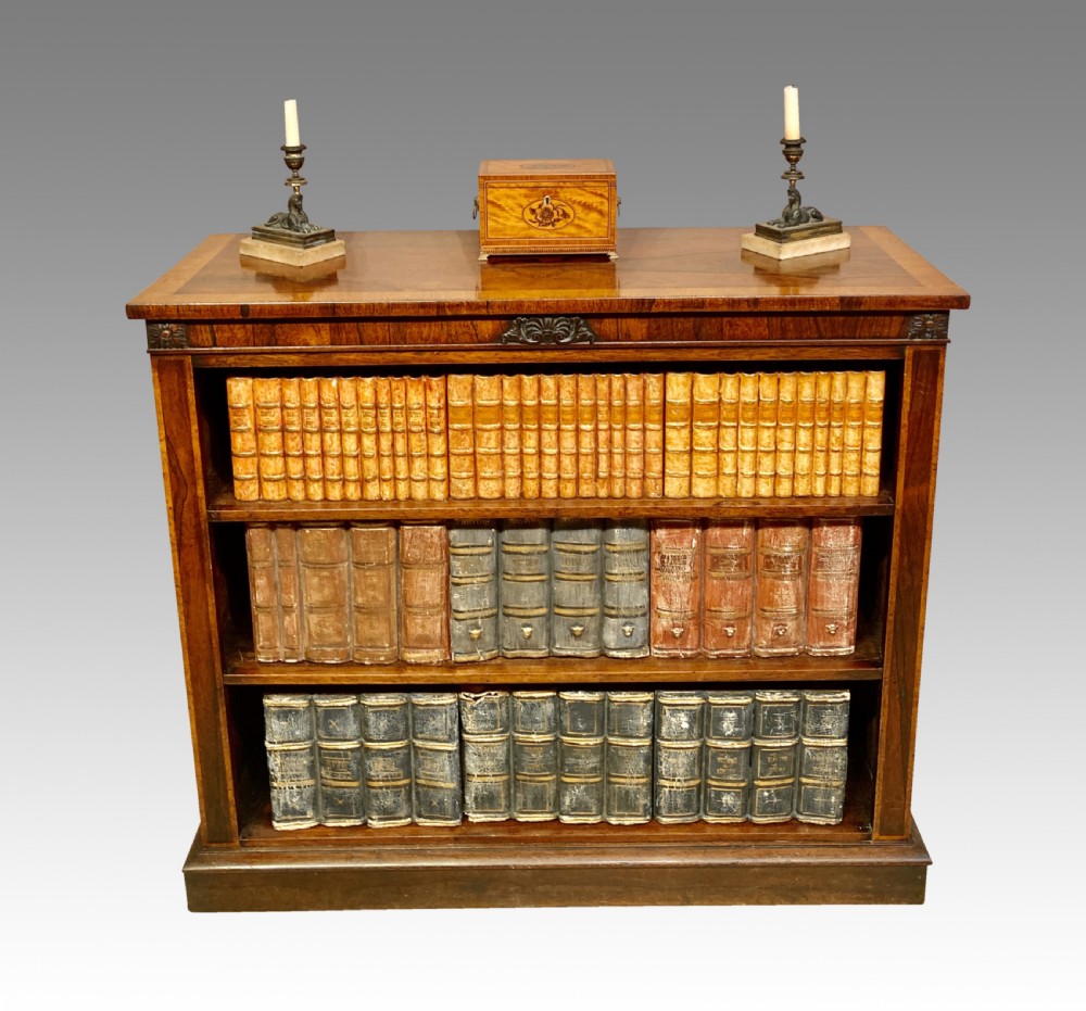 Regency rosewood open bookcase. View X