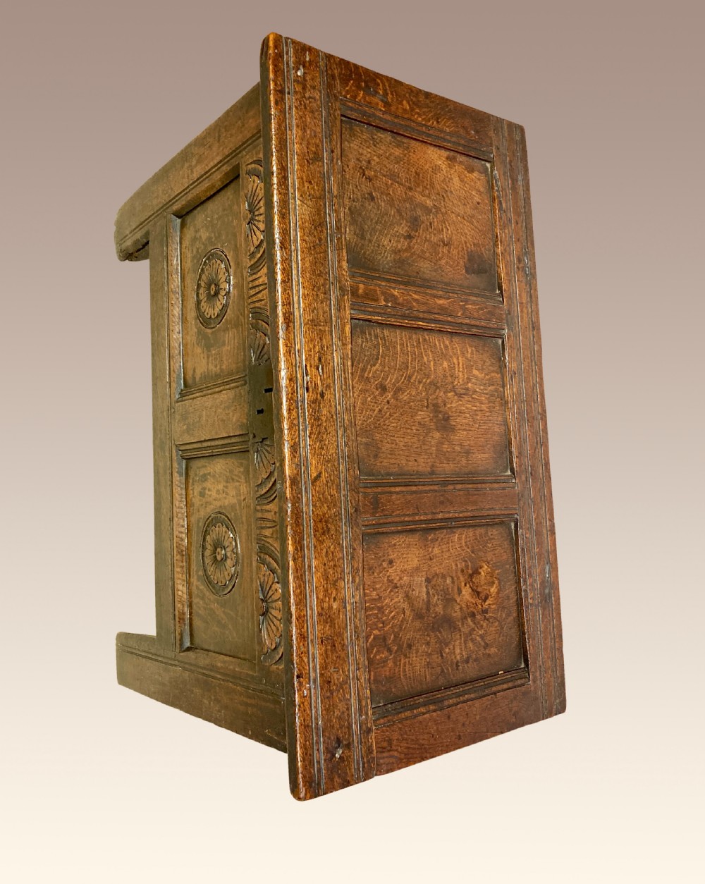 Small Charles I oak coffer.  View II