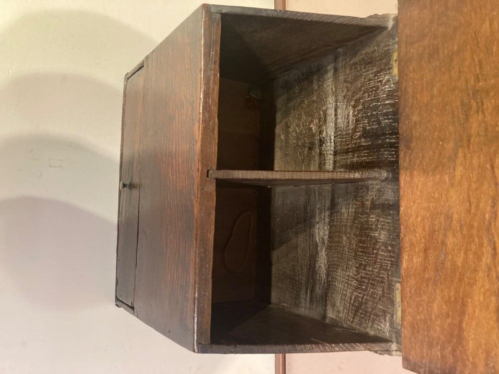 Welsh oak hanging candle box. View V