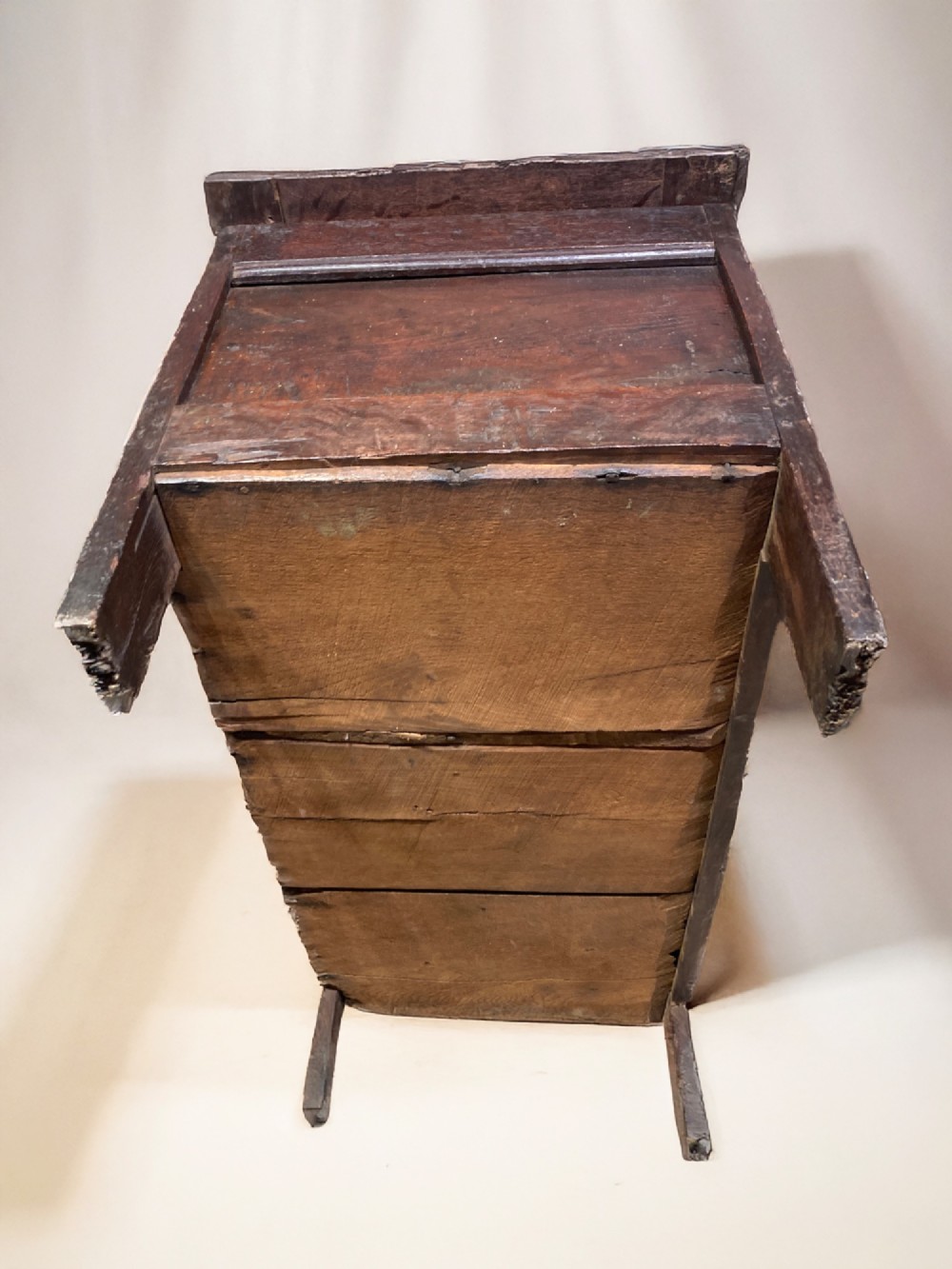 Charles II carved oak coffer. View II