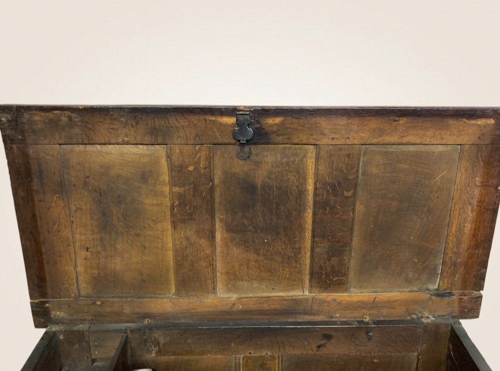 Charles II carved oak coffer. View III