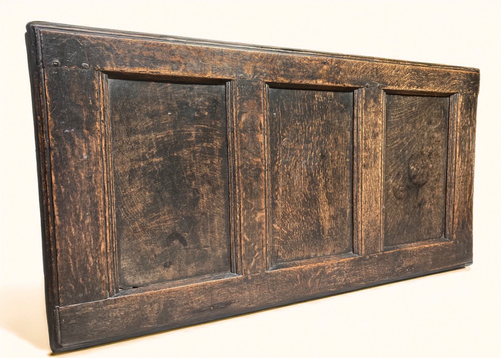Charles II carved oak coffer. View V