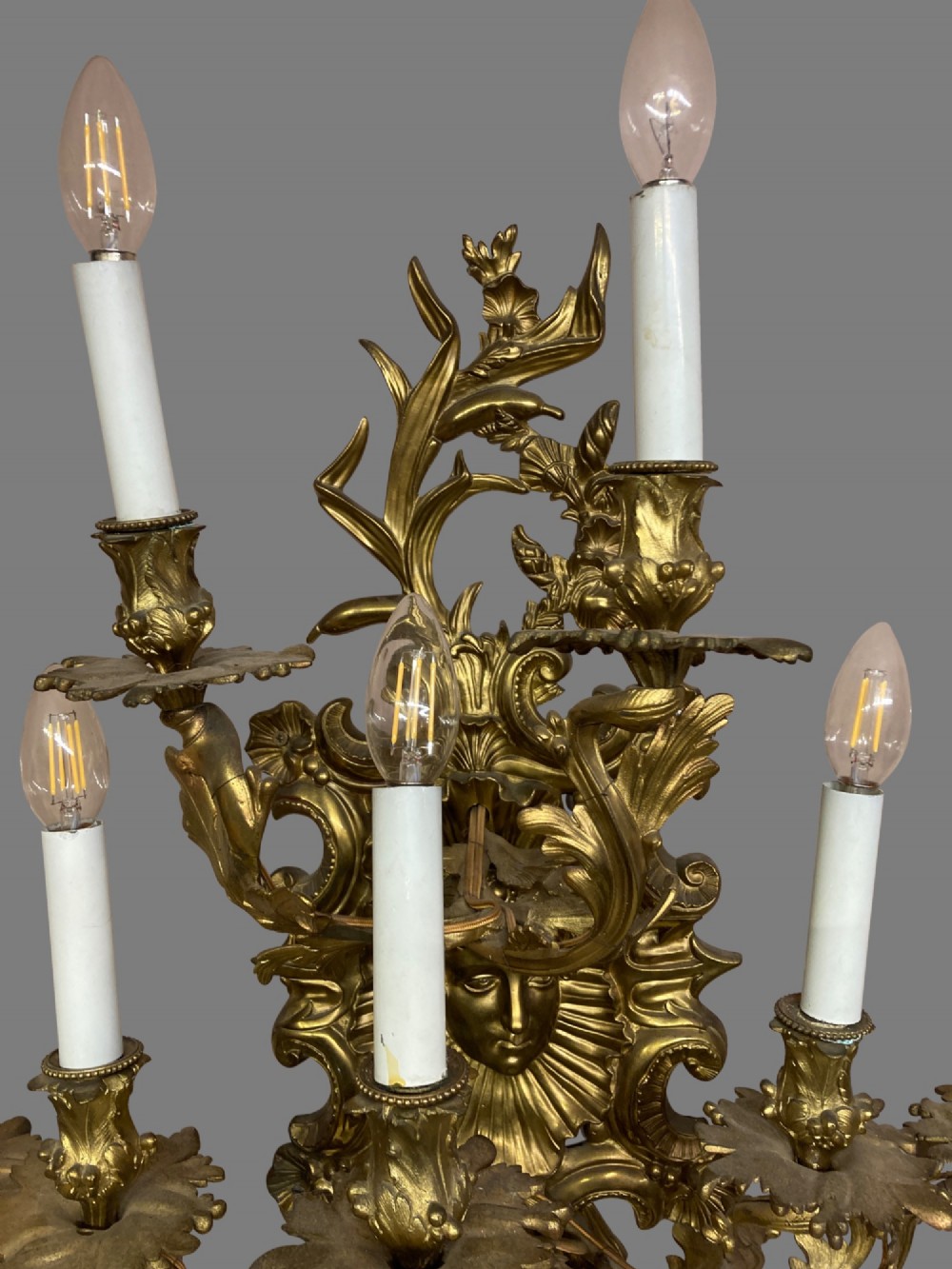 Large 7 branch gilded wall light. View II