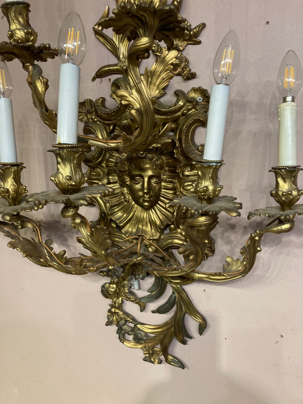 Large 7 branch gilded wall light. View IV