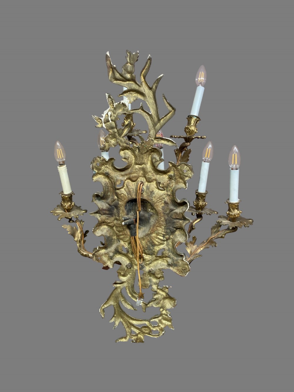 Large 7 branch gilded wall light. View V