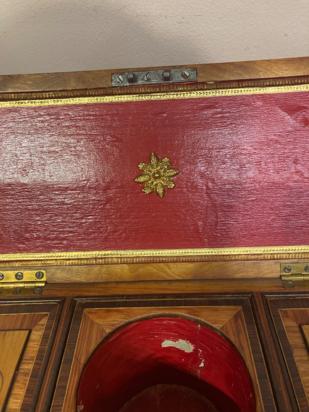Regency inlaid mahogany tea caddy. View VI