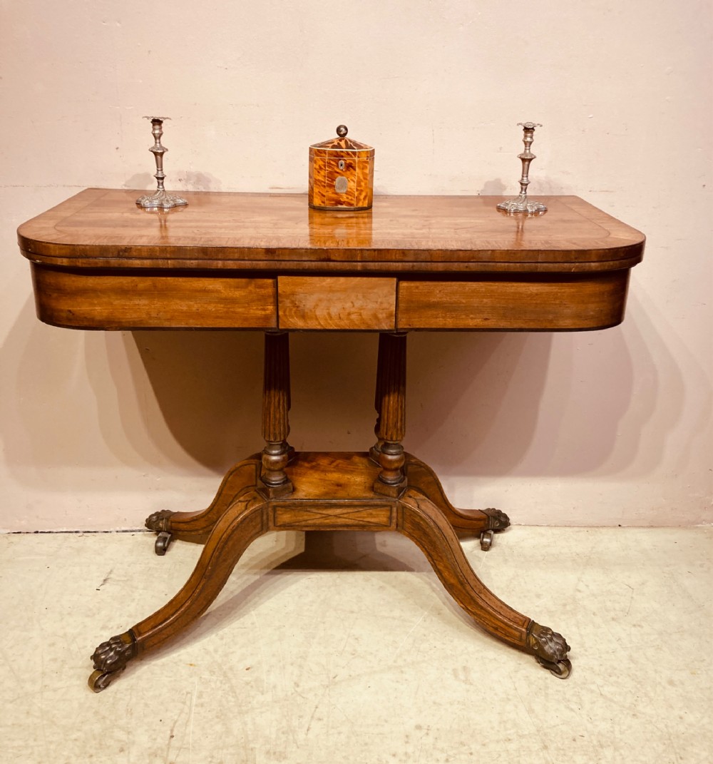 Regency mahogany pedestal card table.