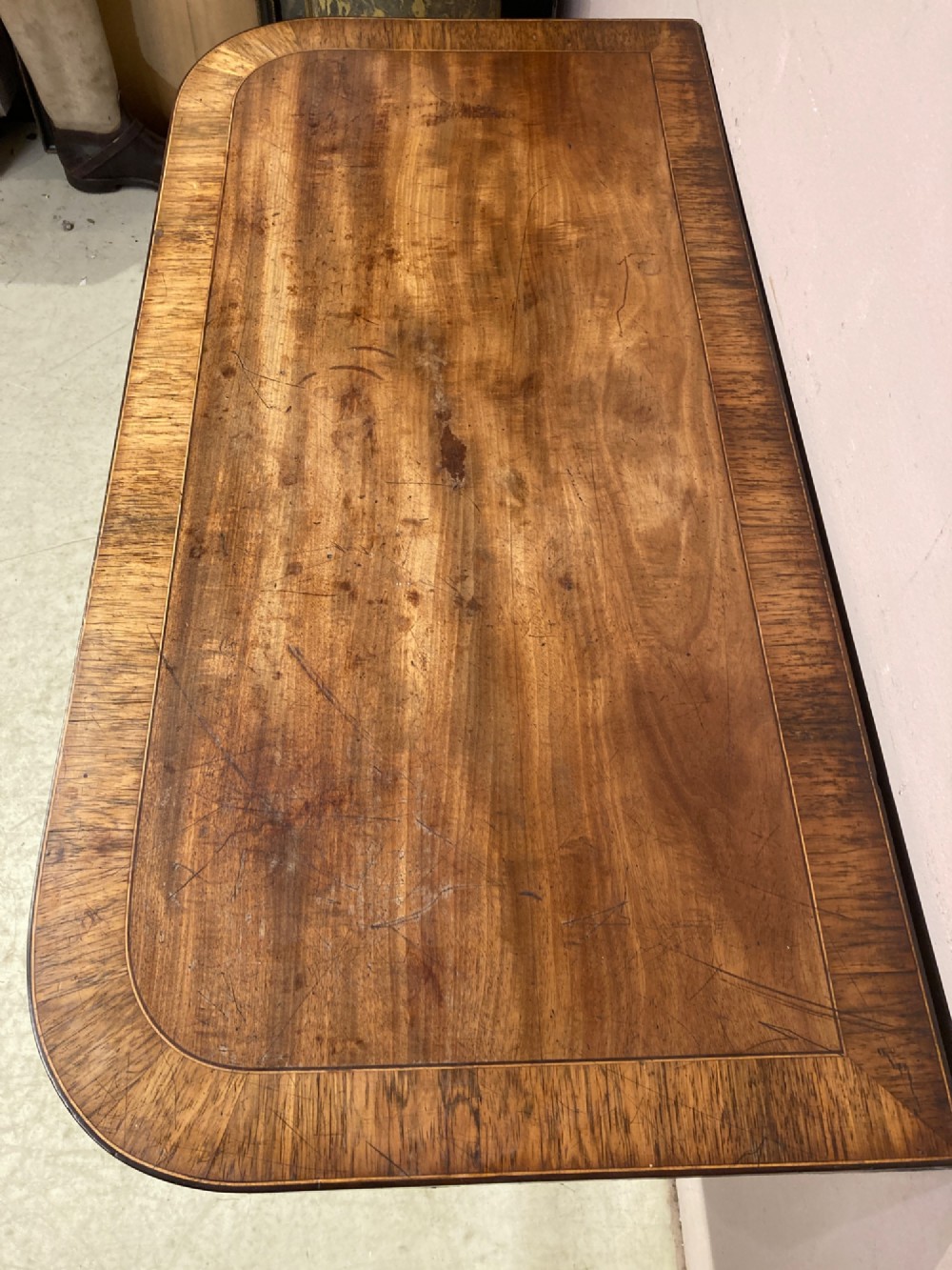 Regency mahogany pedestal card table. View IV