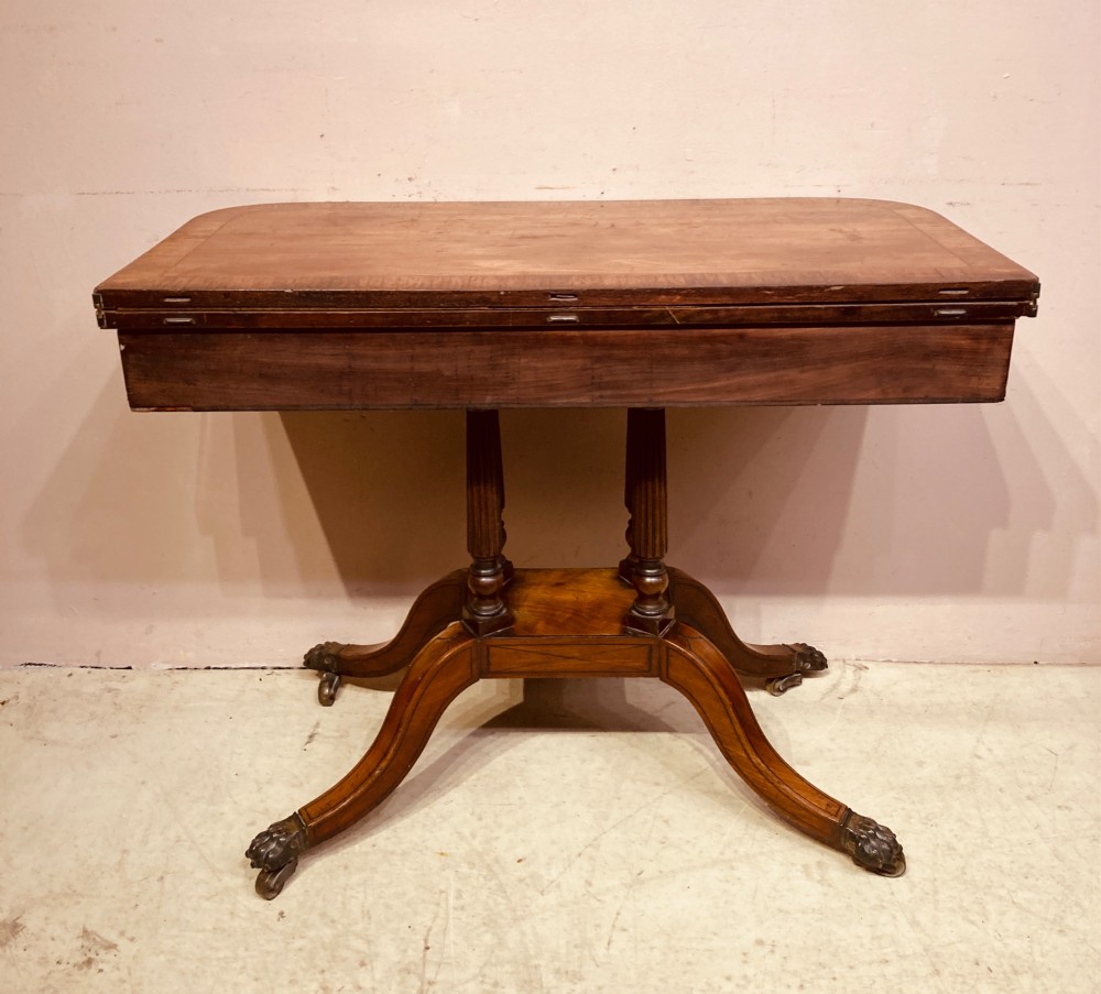 Regency mahogany pedestal card table. View VII