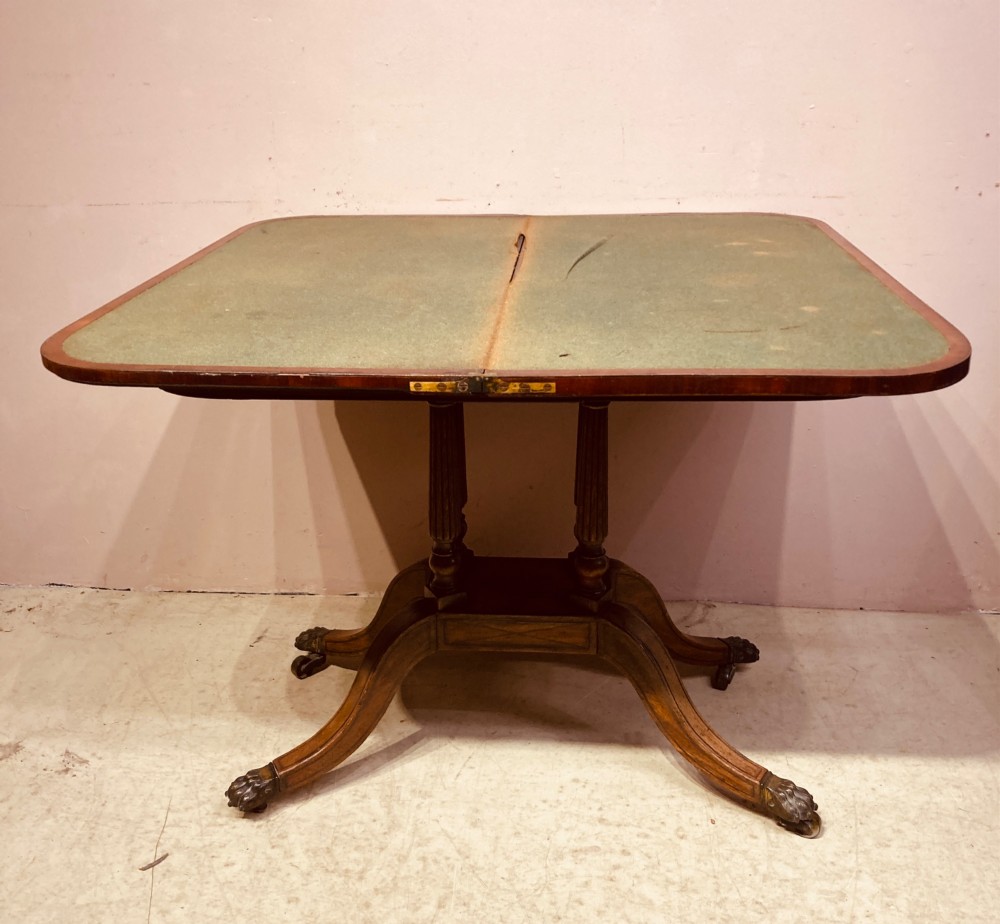 Regency mahogany pedestal card table. View VIII